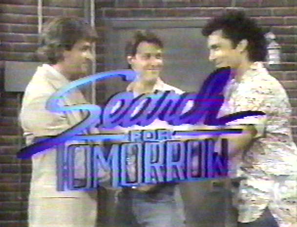 The 1986 "Search for Tomorrow" logo superimposed over the end of the opening cast montage.